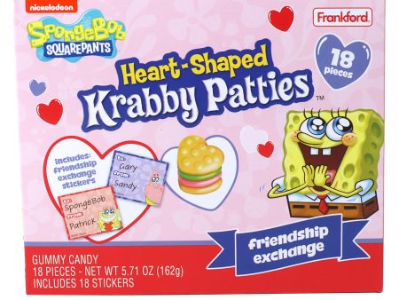 Krabby Patties Gummy Candy Friendship Valentine s Exchange, 18 count For Sale