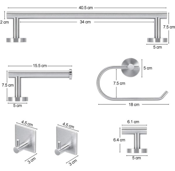 Towel Holders Bathroom Hardware Set - 6 PCS Stainless Online Hot Sale