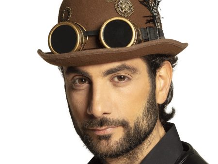 Steampunk Melone mit Schweißerbrille on Sale