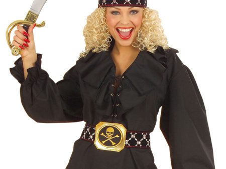 Schwarze Piratenbluse für Damen Sale