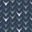 The Great Outdoors Navy Deer Reindeer Buck Woodland on White Fabric by the yard on Sale