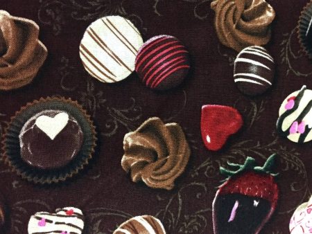 Valentine Chocolate Strawberries Candies Fabric by the yard Sale