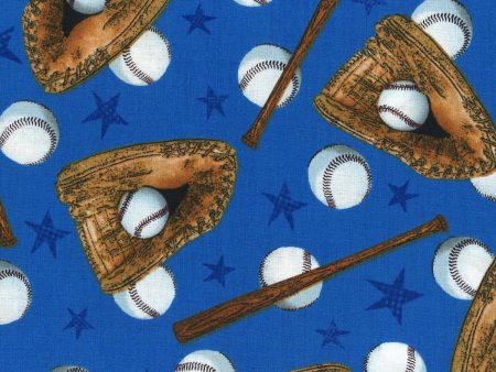 Allstars Baseball Blue Sports Fabric by the yard Supply