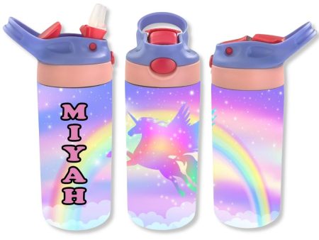 Personalized Kids  12oz Double Walled Stainless Steel Bottle - Unicorn Rainbow Online Hot Sale