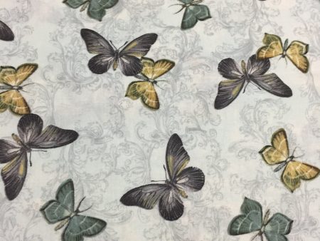 Butterflies Shabby Blue Butterfly Fabric by the yard Fashion