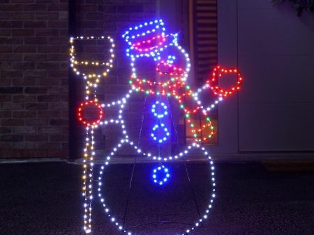  1m Twinkling Flexibright Christmas Snowman Silhouette Indoor Outdoor Freestanding Wall Mounted 380 Multi LED Decoration Discount