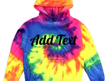 Personalized Neon Tie Dye Fleece Pullover Hooded Sweatshirt - Rainbow Online now