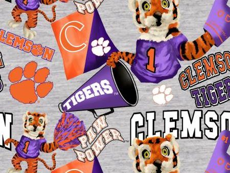 Gray Clemson Tigers Digitally Printed Fabric by the yard Fashion