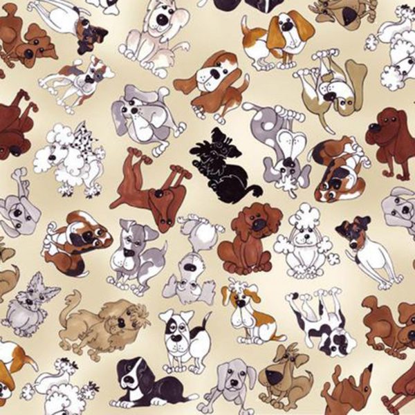 Tossed Doggies Bone Puppy Dogs Animals Fabric by the yard For Cheap