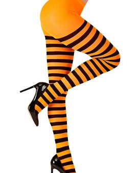 Strumpfhose schwarz-orange-gestreift Discount