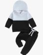 Toddler Boys Contrast Color Hoodie Tops Drawstring Pants Fall Winter Long Sleeve Pants Sets 2PCS For Discount