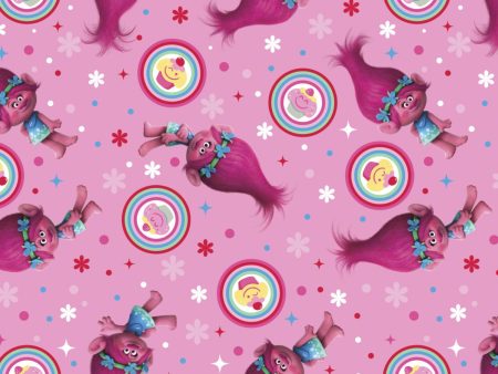 Dreamworks Trolls Poppy Cupcake Toss Fabric by the yard Supply