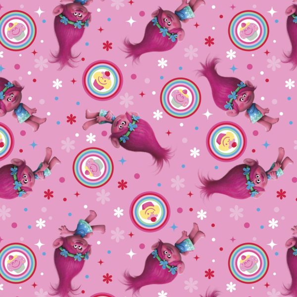 Dreamworks Trolls Poppy Cupcake Toss Fabric by the yard Supply