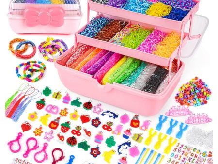 15000+ Pcs Loom Band Kit - 32 Colors DIY Rubber Loom Bands, Charm Bracelet Making Kits with Loom Band Board in Craft Storage Box for Girls Boys Online