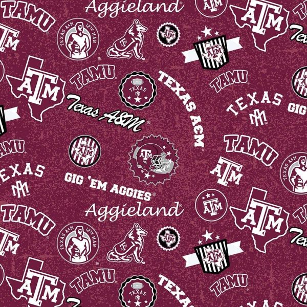 Texas A&M Aggies NCAA Home State Cotton Fabric by the yard Online