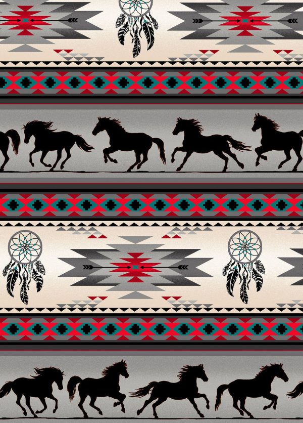 Tucson Aztec Horses Fabric by the yard on Sale