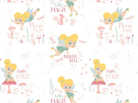 Disney Princess Tinker Bell and Peter Pan Pixie Magic Fabric by the yard For Discount