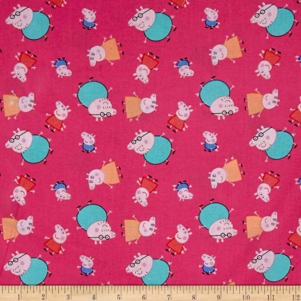 Disney Pig Peppa One Big Family Fabric by the yard For Discount