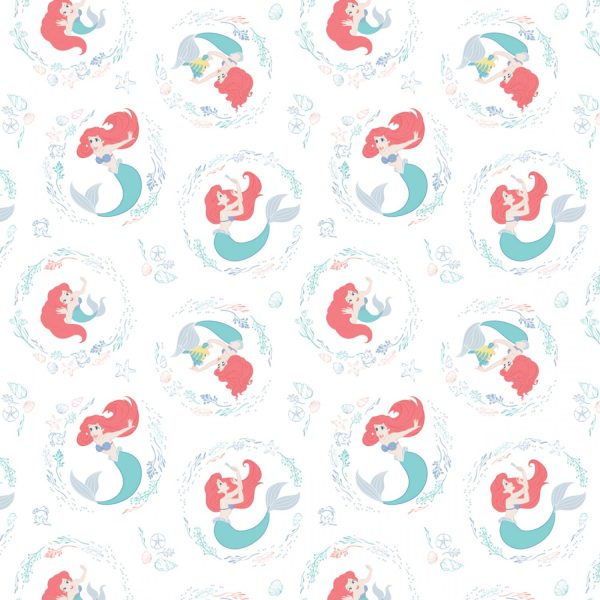 Disney Princess Little Mermaid Ariel Swirl Fabric by the yard For Discount