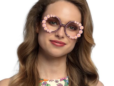 Pink Flower Power Hippie Brille Online Sale