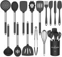 Umite Chef Kitchen Utensil Set, 15pcs Silicone Cooking Kitchen Utensils Set, Cooking Tools Turner Tongs Spatula Spoon for Nonstick Heat Resistant Cookware - (Black) For Discount