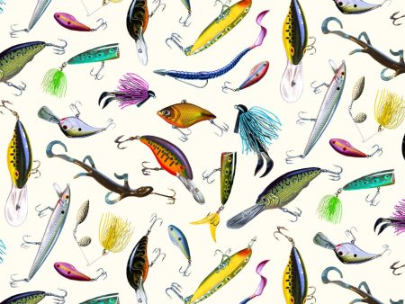 Top Rod Fishing Hooks Lures Fabric by the yard Hot on Sale