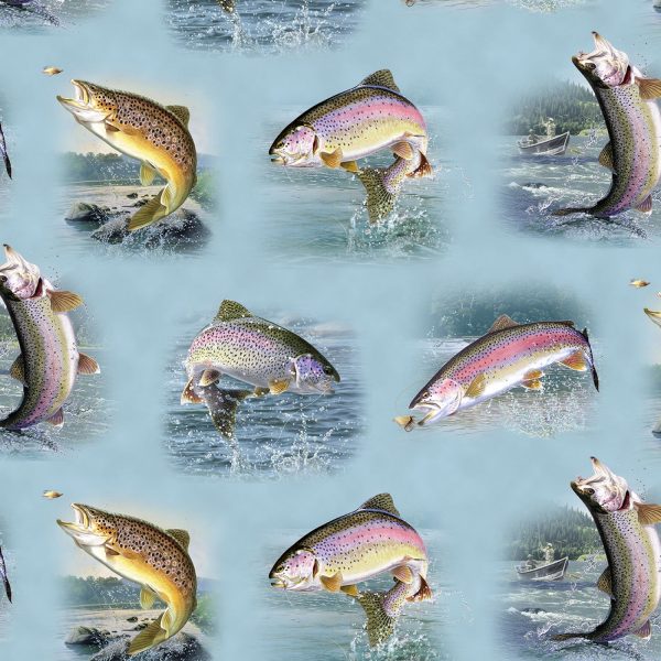 Tight Lines Fish Fabric by the yard Hot on Sale