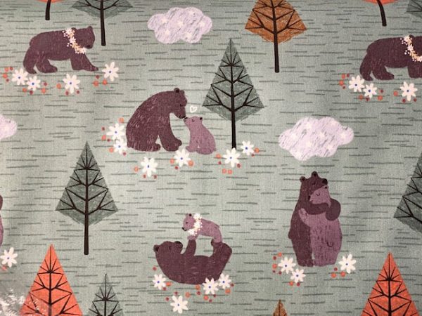 Teal Bear Hug Woodland Fabric by the yard Cheap