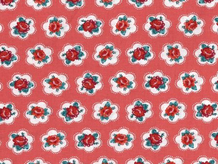 BC PO Ditsy Floral Red Roses Fabric by the yard For Sale