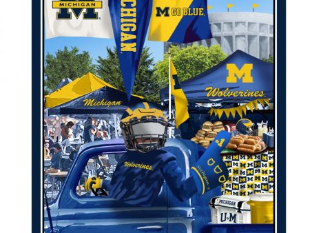 Michigan Wolverines Tailgate Panel 36in x 44in Digitally Printed Fabric by the yard Hot on Sale