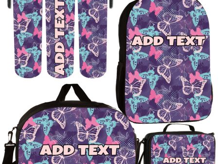 Personalized Backpacks, Lunch Bags, Duffel Bags, or Water Bottles with Full-Color - Butterflies Fashion