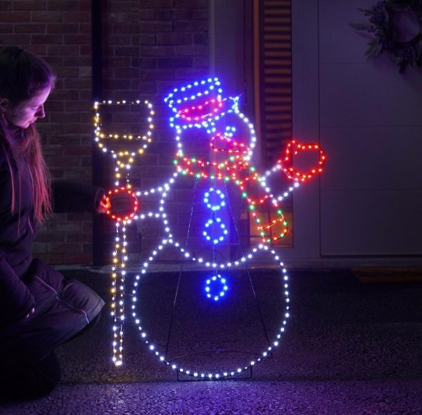  1m Twinkling Flexibright Christmas Snowman Silhouette Indoor Outdoor Freestanding Wall Mounted 380 Multi LED Decoration Discount