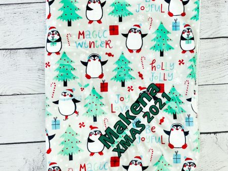 Personalized Embroidered Plush Holiday Baby Blanket - Penguins Sale