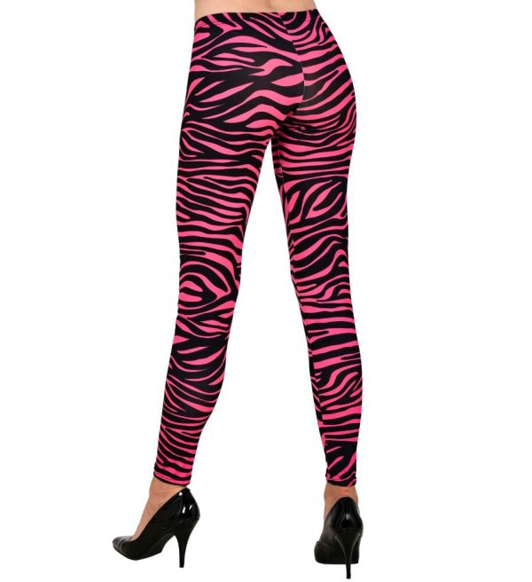 80er UV Zebra Leggings für Damen pink For Discount