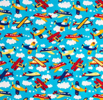 Aeroplanes Allover Planes Airport Fabric by the yard Hot on Sale