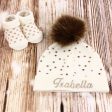 Personalized Baby Girl s Knit Hat & Booties Set Sale