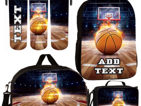 Personalized Backpacks, Lunch Bags, Duffel Bags, or Water Bottles with Full-Color - Basketball Court For Discount