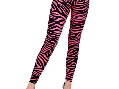 80er UV Zebra Leggings für Damen pink For Discount