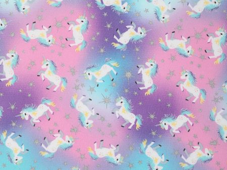 Unicorns and Stars Glitter Fabric by the yard Hot on Sale