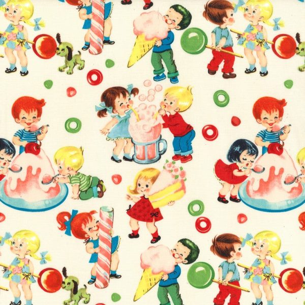 Candy Shop Lollipop Cupcakes Candies Fabric by the yard Discount