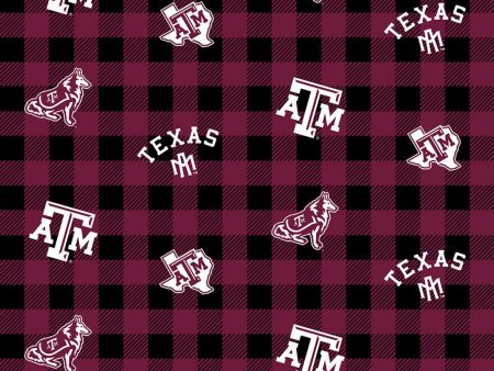 NCAA-Texas A&M Aggies Buffalo Plaid Cotton Fabric by the yard Online