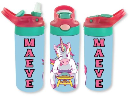 Personalized Kids  12oz Double Walled Stainless Steel Bottle - Unicorn Gamer Supply