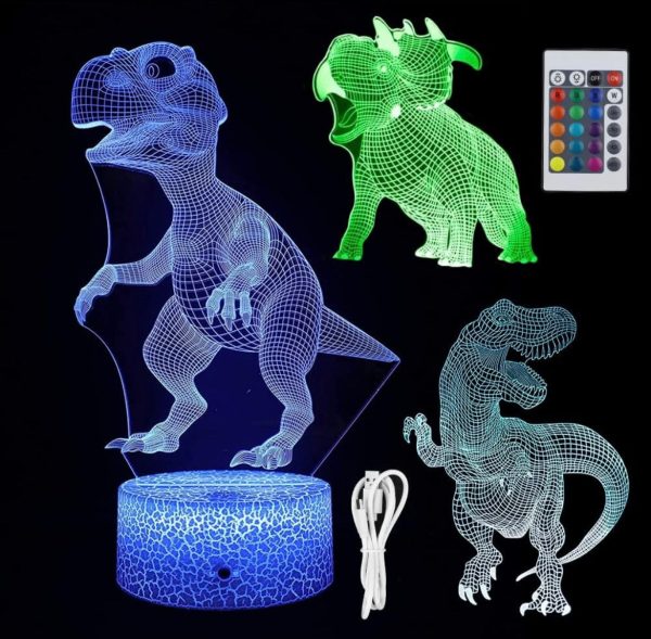 3 Pcs Dinosaur Night Light Dinosaur 3D Illusion Lamp Online Hot Sale